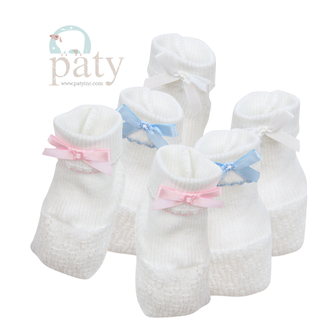 Paty Booties w/Bow - White/Pink