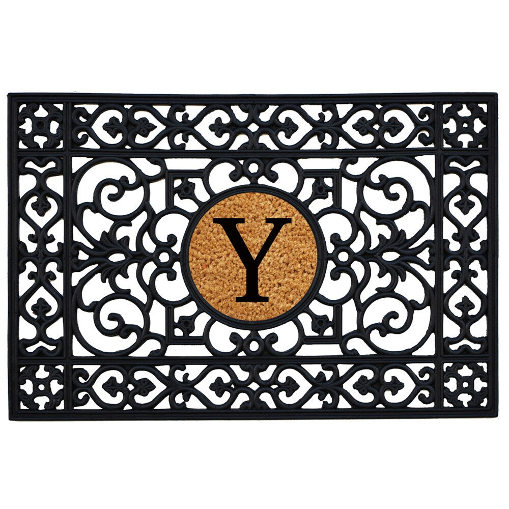 Home & More Rubber Doormat 24" x 36" w/Letter (Round Letter 9")