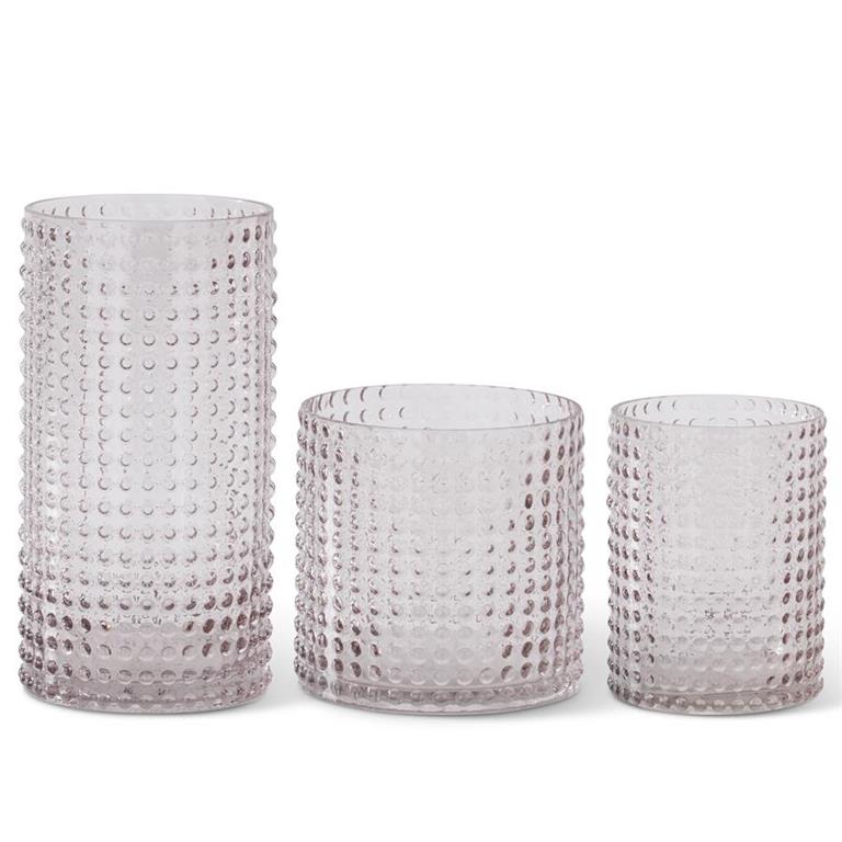 K & K Interiors Transparent Pink Raised Dot Glass Vase - 10.75"