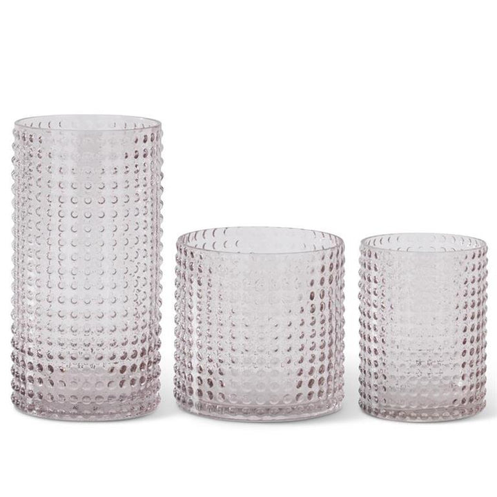 K & K Interiors Transparent Pink Raised Dot Glass Vase - 10.75"