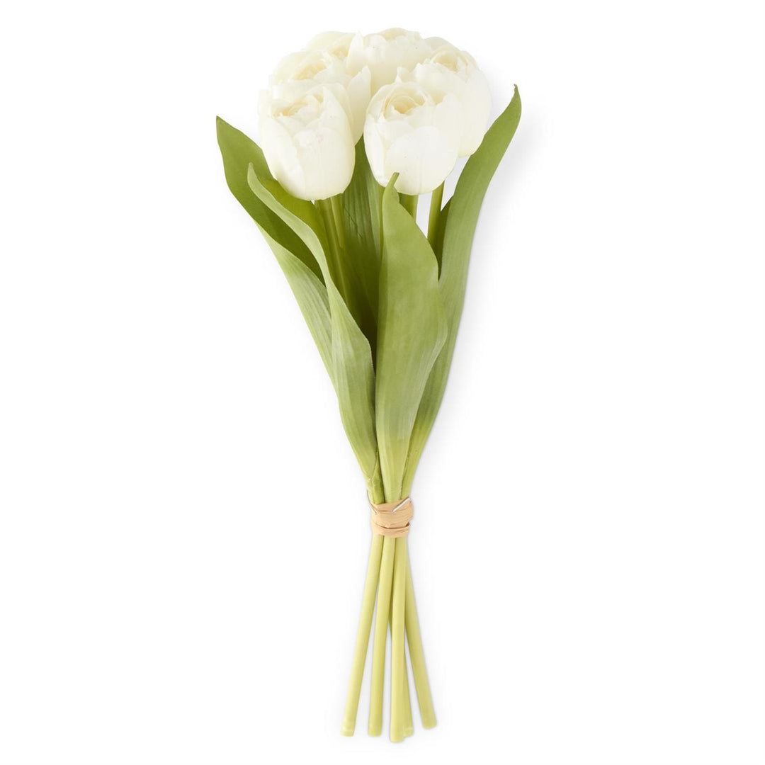 K & K Interiors Real Touch Tulip Bundle  - White (6 Stems)