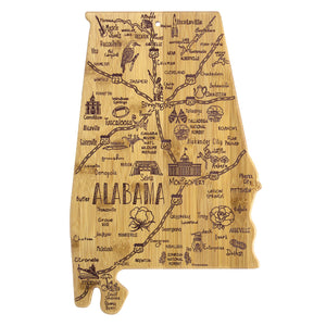 Totally Bamboo Destination Alabama State Shaped Bamboo Serving and Cutting Board