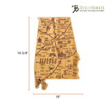 Totally Bamboo Destination Alabama State Shaped Bamboo Serving and Cutting Board