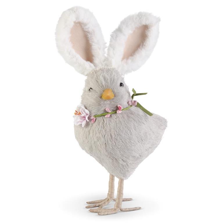 K & K Interiors Gray Chick w/Bunny Ears - 11"