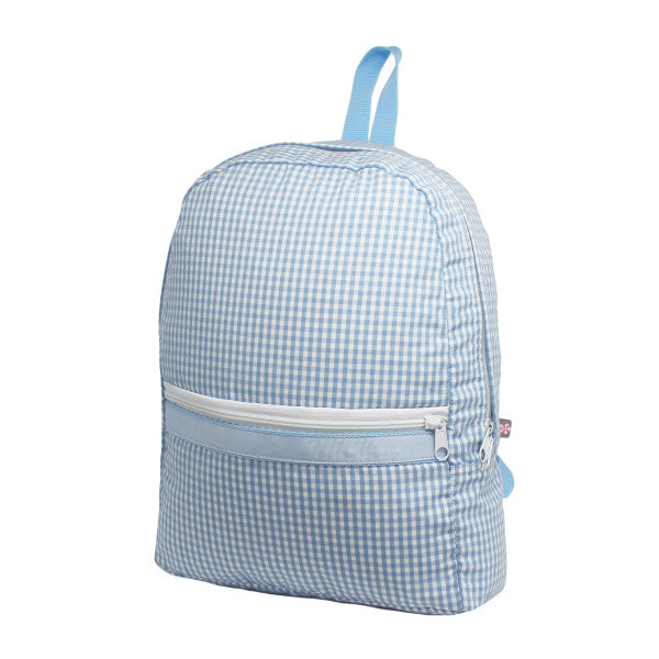 Mint Medium Backpack - Baby Blue Gingham