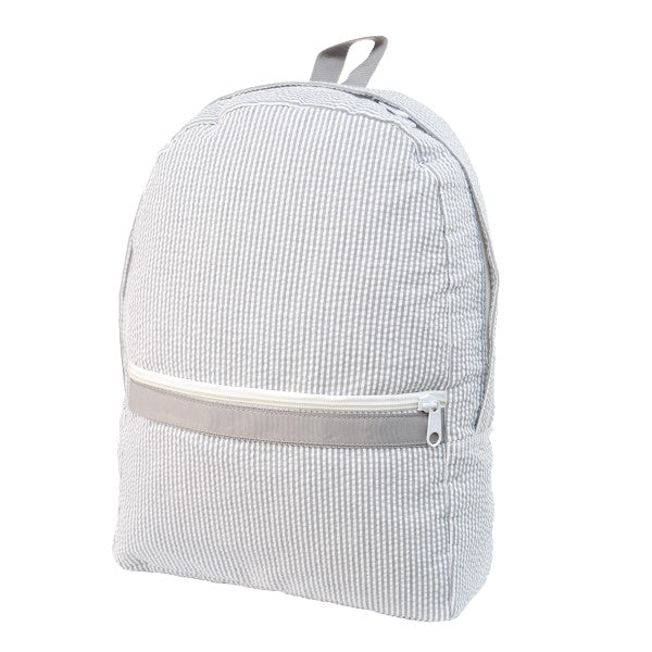 Mint Medium Backpack - Grey Seersucker