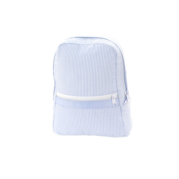 Mint Small Backpack - Baby Blue Seersucker