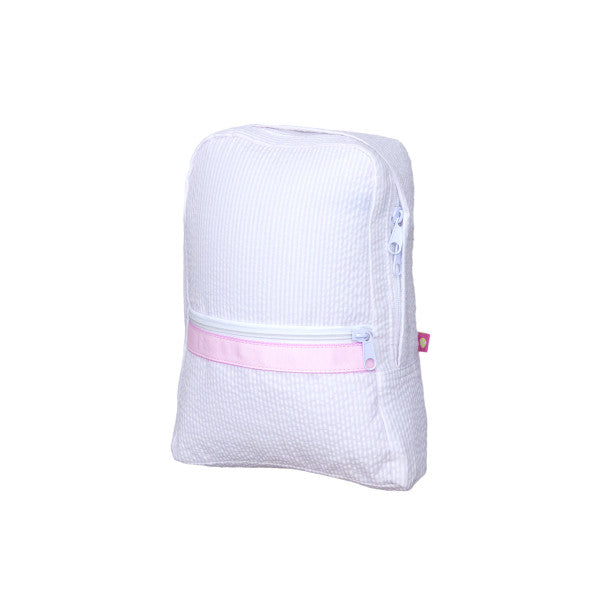 Mint Small Backpack - Pink Seersucker