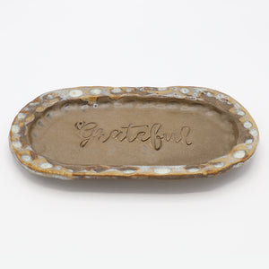 Fingerprint Small Oval Tray w/Grateful