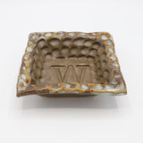 Fingerprint Monogram Bowl w/Letter W - Mocha