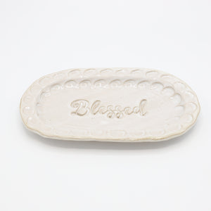Fingerprint Small Oval Tray w/Blessed - High Cotton