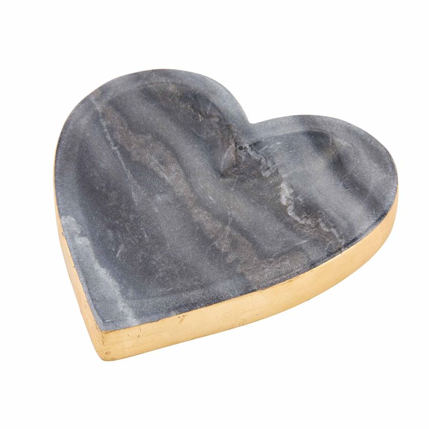 Mud Pie Gold Edge Marble Heart Tray