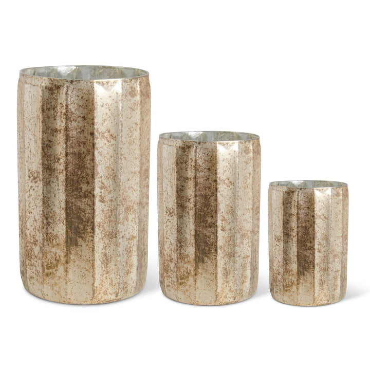 K & K Interiors Champagne Mercury Glass Container - 8.25"