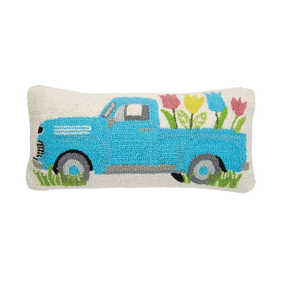Mud Pie Flower Truck Hook Wool Pillow