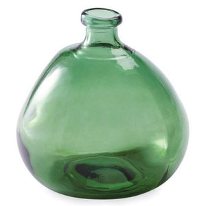 Mud Pie Vase - Large Short Green Glass Irregular