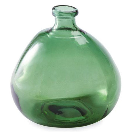 Mud Pie Vase - Large Short Green Glass Irregular