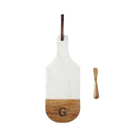 Mud Pie Initial Wood Marble Board-Letter G