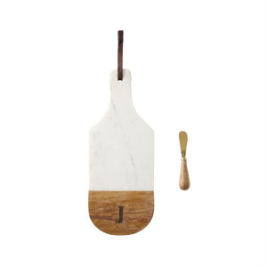 Mud Pie Initial Wood Marble Board-Letter J