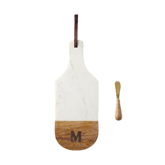 Mud Pie Initial Wood Marble Board-Letter M