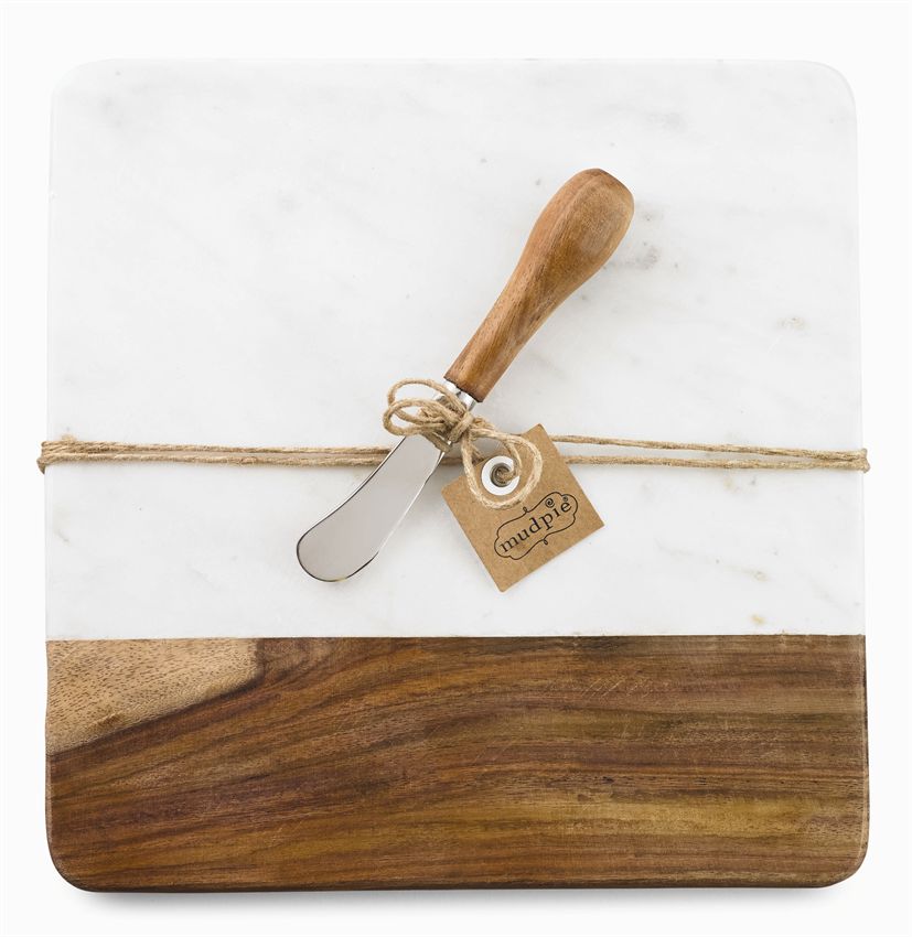 Marble Wood Serving Board w/Monogram