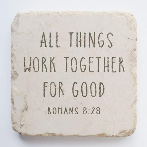 Twelve Stone Art Romans 8:28 Scripture Stone (2 x 2 x 1