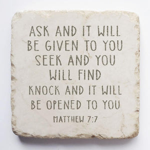 Twelve Stone Art Matthew 7:7 Scripture Stone (2 x 2 x 1")
