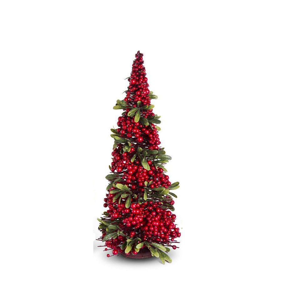 K & K Interiors Mistletoe & Berry Cone Tree - 24"