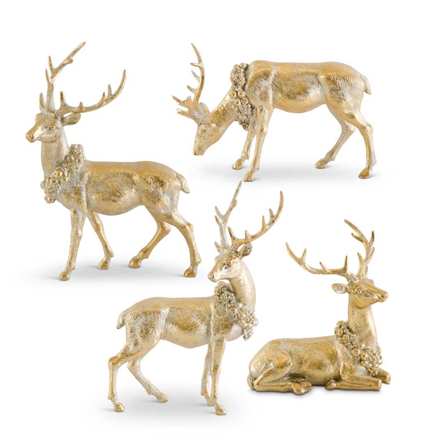 K & K Interiors Antique Gold Resin Deer (Laying Down)