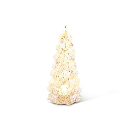 K & K Interiors Glittered LED Silver Mercury Glass Tree - 5"