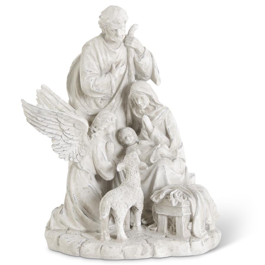 K & K Interiors Gray Resin Nativity Family w/Angel & Sheep