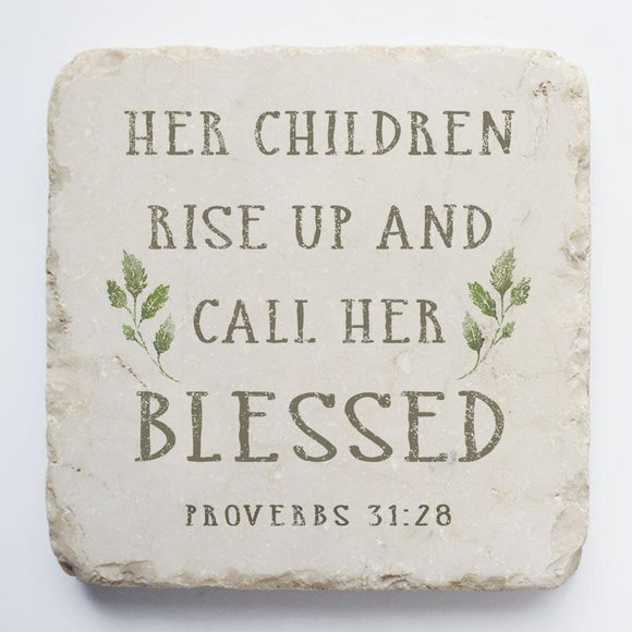 Twelve Stone Art Proverbs 31:28 Scripture Stone (2 x 2 x 1