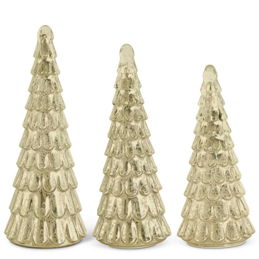 K & K Interiors Gold LED Mercury Glass Tree - 16.75"