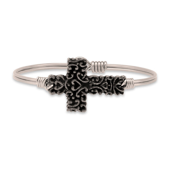Luca + Danni Petite Silver Tone Ornate Cross Bracelet