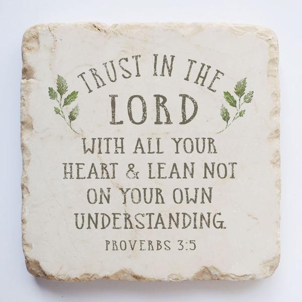 Twelve Stone Art Proverbs 3:5 Scripture Stone (2 x 2 x 1")