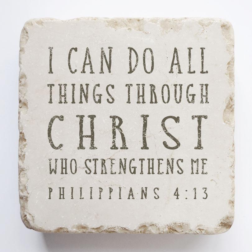 Twelve Stone Art Philippians 4:13 Scripture Stone (2 x 2 x 1")