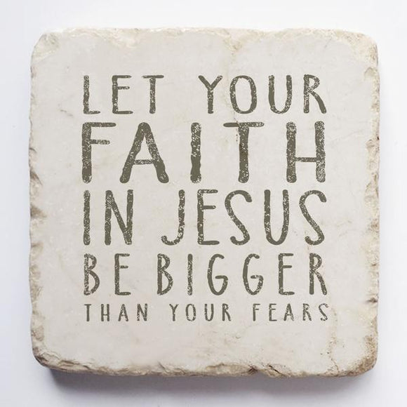 Twelve Stone Art Let your Faith in Jesus Scripture Stone (2 x 2 x ⅜