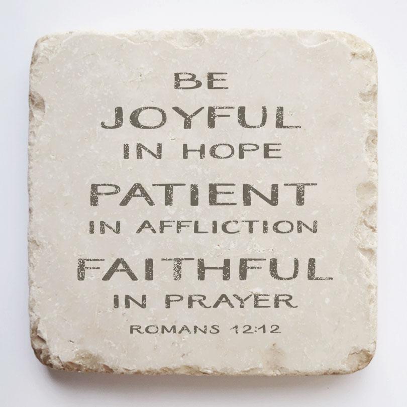 Twelve Stone Art Romans 12:12 Scripture Stone (2 x 2 x 1")