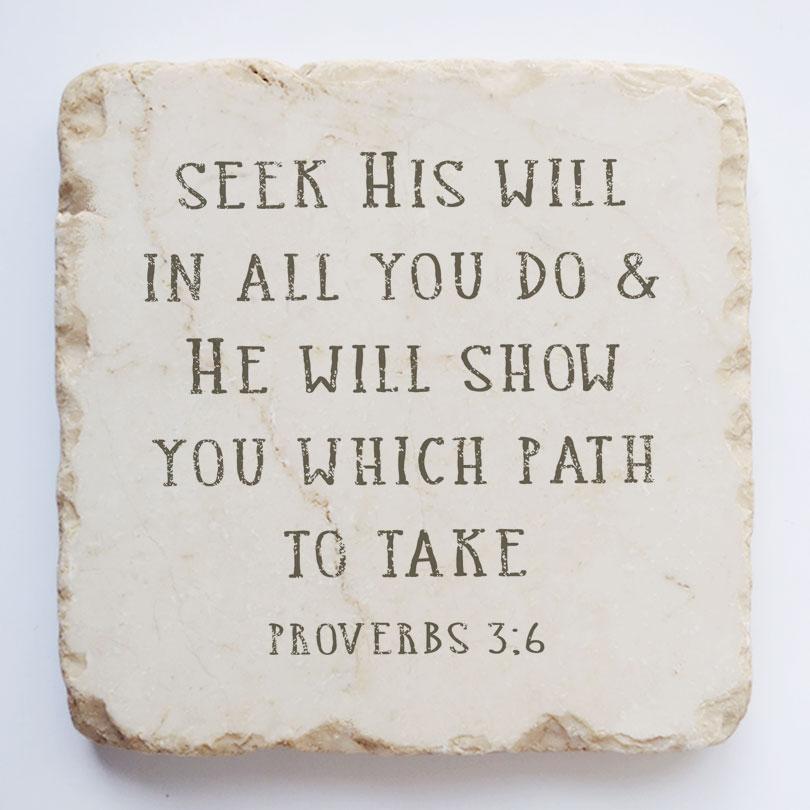 Twelve Stone Art Proverbs 3:6 Scripture Stone (2 x 2 x 1")