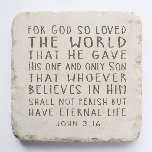 Twelve Stone Art John 3:16 Scripture Stone (2 x 2 x 1")