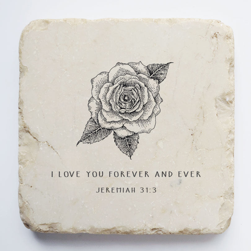 Twelve Stone Art Jeremiah 31:3 Scripture Stone (2 x 2 x 1")
