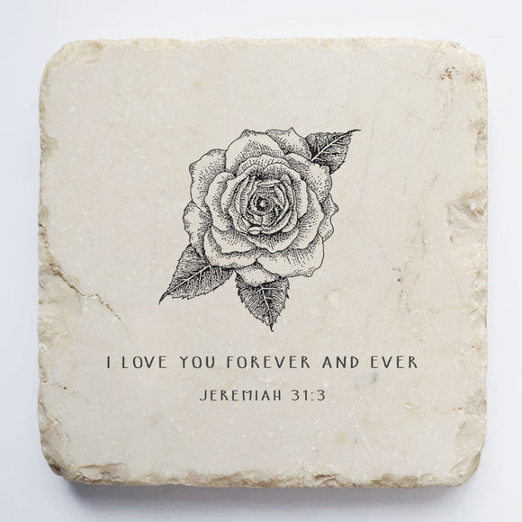 Twelve Stone Art Jeremiah 31:3 Scripture Stone (2 x 2 x 1