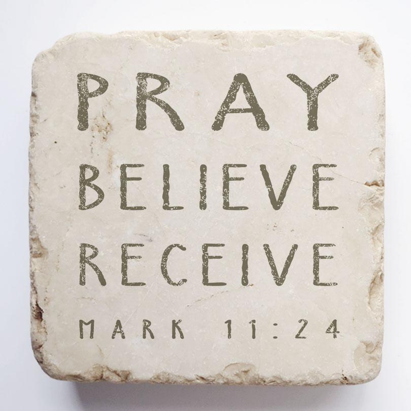 Twelve Stone Art Mark 11:24 Scripture Stone (2 x 2 x ⅜") Magnetic