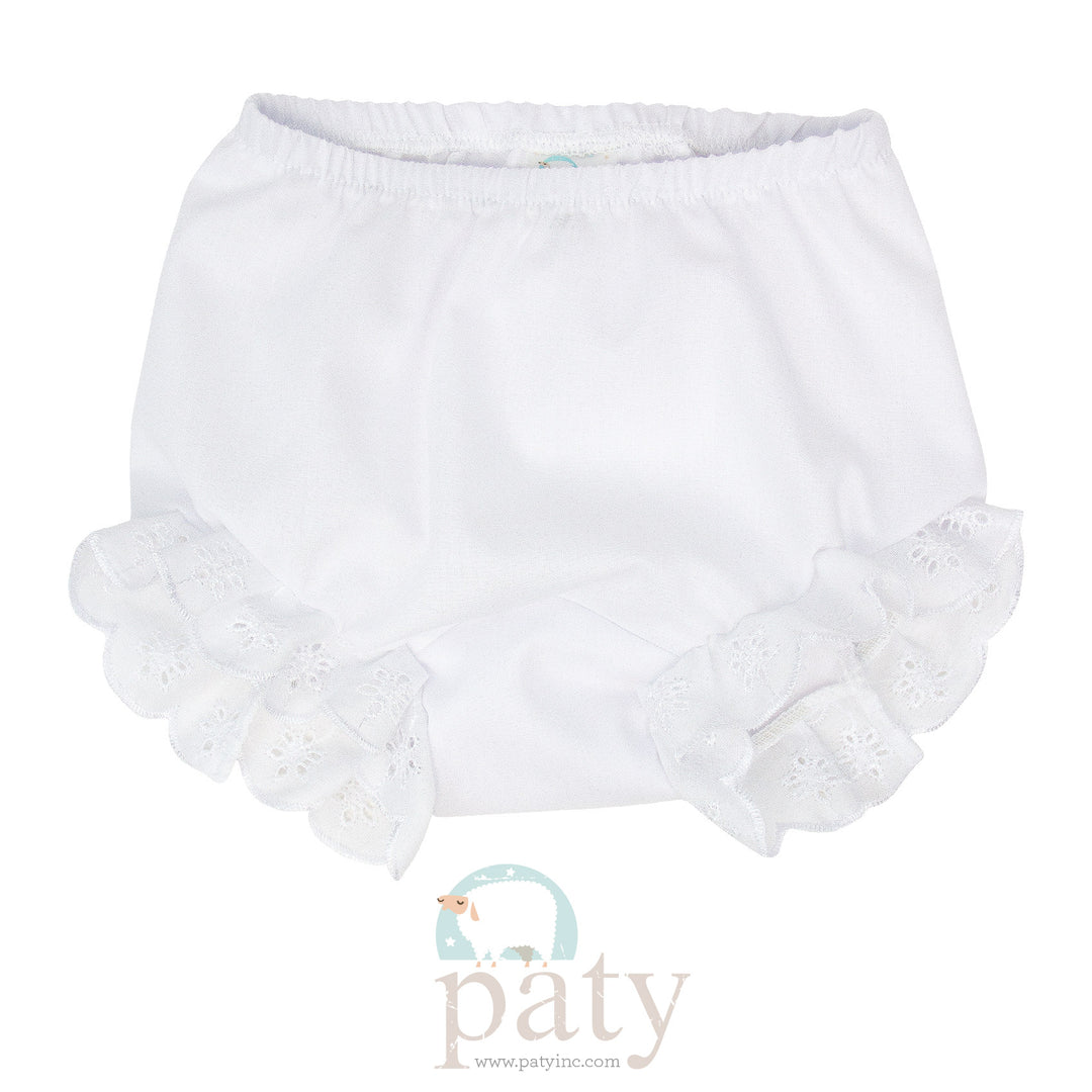 Paty White Eyelet Diaper Cover - 6M