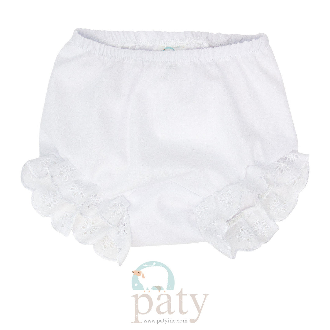 Paty White Eyelet Diaper Cover - 12M