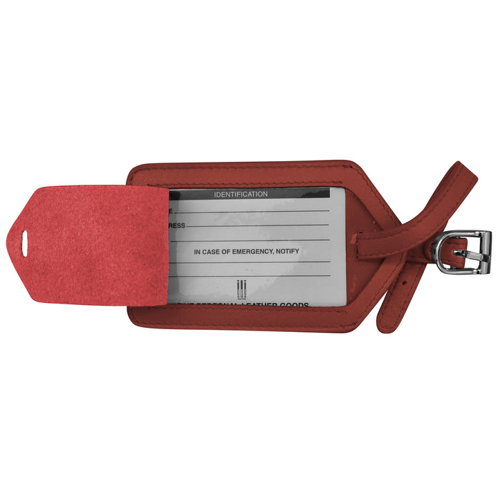 Leather Luggage Tag - Red