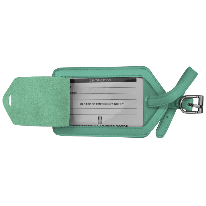 Leather Luggage Tag - Turquoise