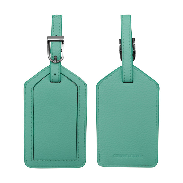 Leather Luggage Tag - Turquoise