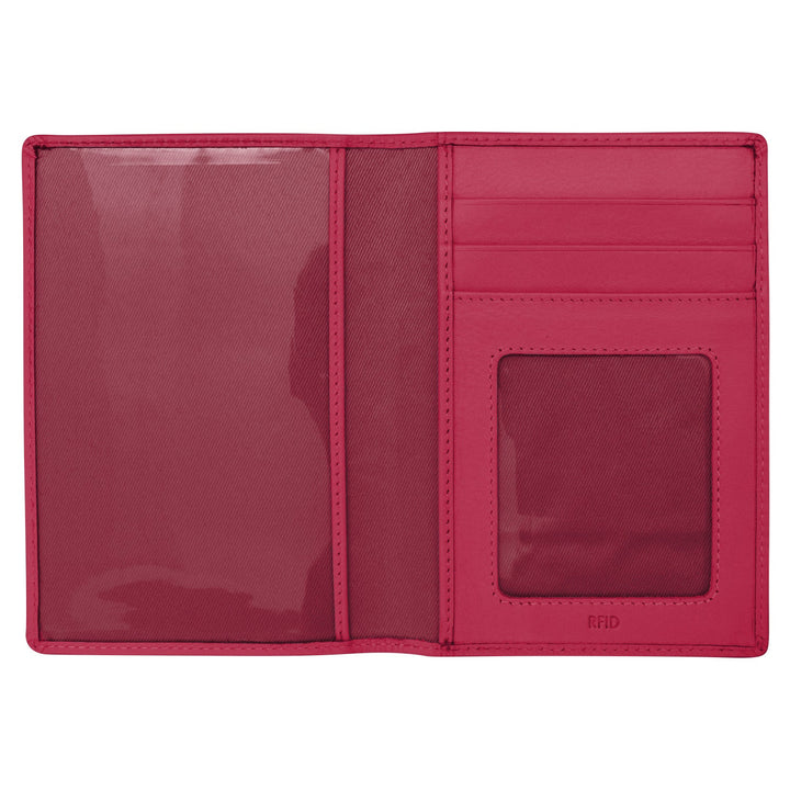 Leather Vaccine Passport Cover - Indian Pink