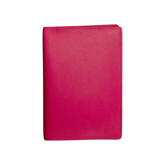Leather Vaccine Passport Cover - Indian Pink