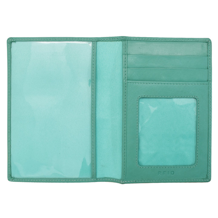 Leather Vaccine Passport Cover - Turquoise